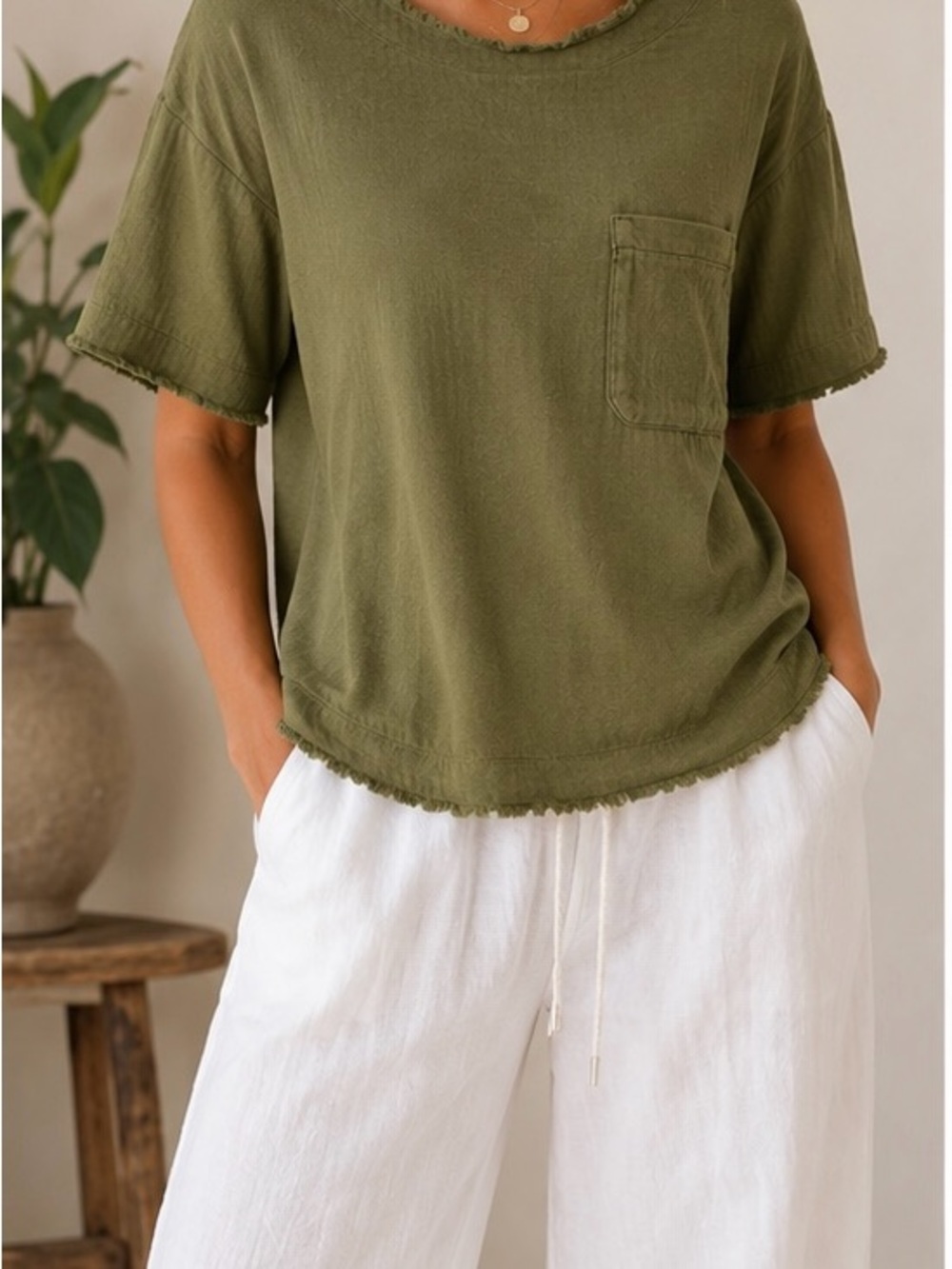 We The Free Olive Green Pocket Tee